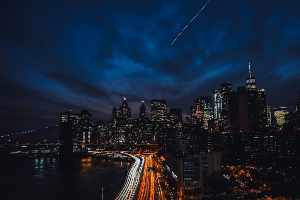 New York City skyline at night